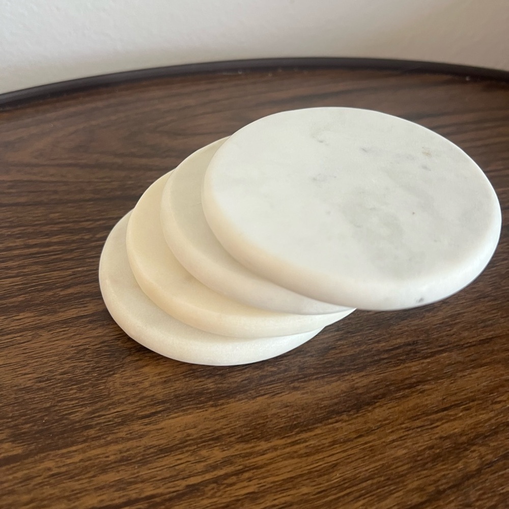 White Marble Coasters Set of 4 | Modern Minimalist Home Decor.
